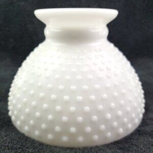 Milk Glass Hobnail Hurricane Lamp Shade 8" Fitter Vintage Estate